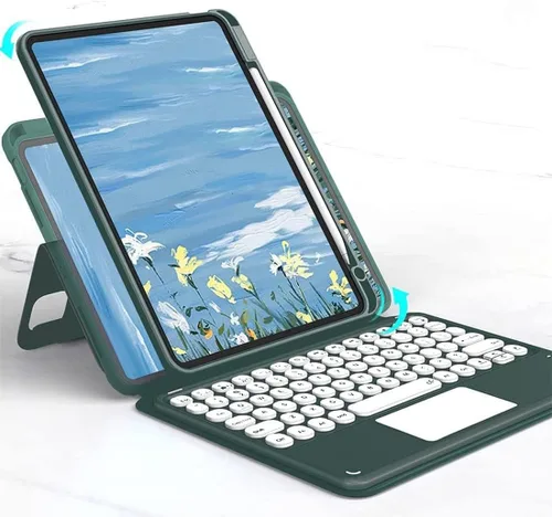 Miniatura 22 de Funda con teclado para iPad mini6 con panel táctil horizontal o vertical, magnética, desmontable, teclado BT transparente para iPad Mini 6ª Azul