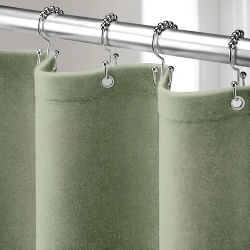 Miniatura 30 de Cortina de ducha de lino negro, cortinas de ducha de tela bohemia para baño, juego de forro de tela natural de algodón, 72 pulgadas de ancho x 72