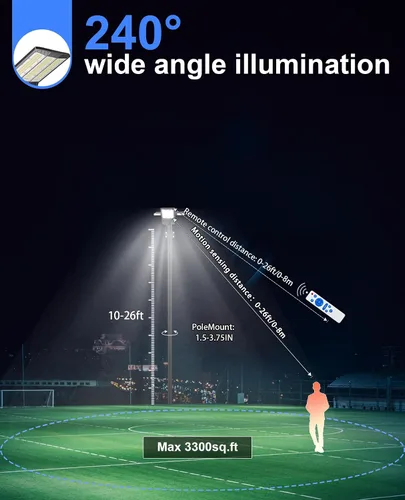 Miniatura 5 de JAYNLT Y-9000W Luces solares de calle al aire libre, 6500 K de alto lumen solar de estacionamiento luces comerciales, grandes luces de inundación