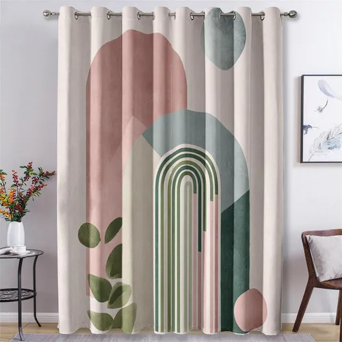Miniatura 13 de 70s Retro Curtains 45 Inch Length 2 Panels Set, Abstract Boho Swirl Balckout Curtains for Bedroom Living Room Decor, Groovy Orange Grommet Thermal