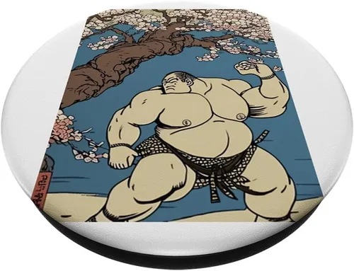Miniatura 2 de Sumo Wrestling Under Cherry Blossom CaptivatingPainting PopSockets Swappable PopGrip