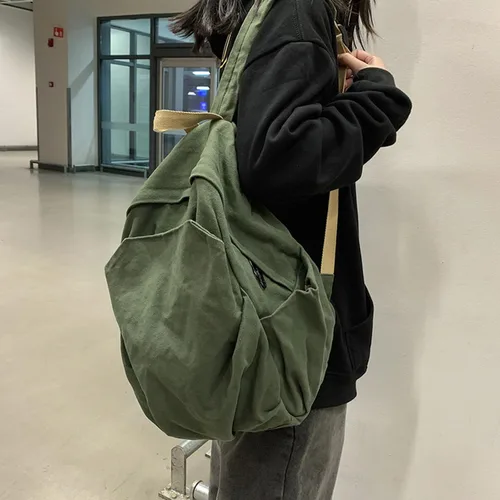Miniatura 6 de CBDAO Bolsa de lona para mujer, mochila de ocio de gran capacidad para hombres y mujeres, mochila de viaje para hombres y mujeres, Verde, Mochilas