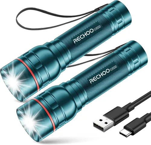 Miniatura 25 de RECHOO Linterna recargable, 1 unidad, luz brillante de grado militar, altos lúmenes con enfoque ajustable y 3 modos de iluminación, linterna LED
