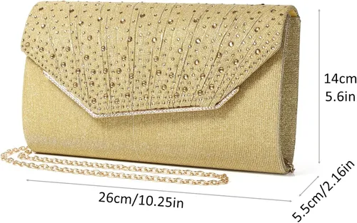 Miniatura 6 de DETARA Bolsos de noche para mujer, con lentejuelas y purpurina para mujer, bolso de mano brillante, bolso formal para boda, fiesta, baile