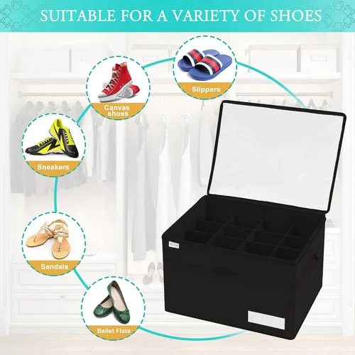 Miniatura 3 de Luvhomee Organizador de almacenamiento de zapatos, se adapta a 16 pares, caja organizadora de zapatos grande para armario, contenedores plegables