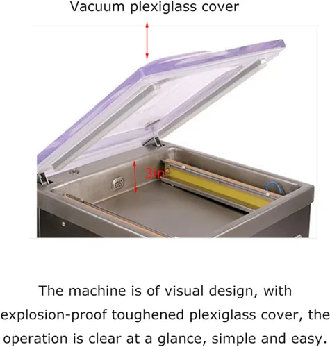 Miniatura 4 de Máquina de envasado al vacío de una sola cámara Sellador al vacío de acero inoxidable para sellar con calor todo tipo de pasta de polvo sólido