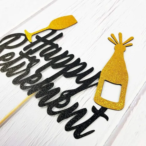 Miniatura 3 de Decoración para pastel de jubilación feliz - Suministros de decoración para fiestas de jubilación Negro
