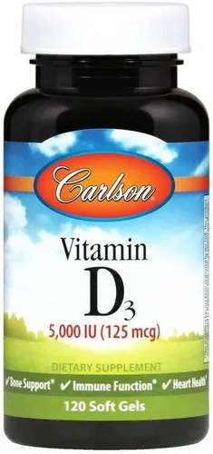 Carlson Labs Vitamina D3 5000 UI Geles blandos, 120 unidades