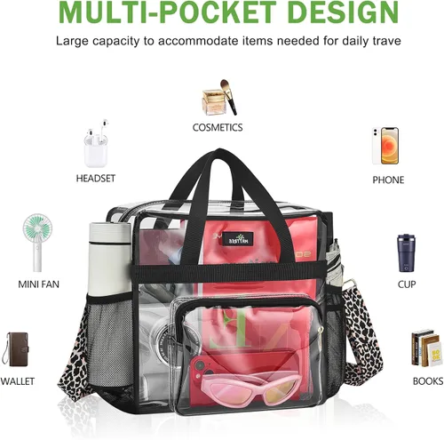 Miniatura 52 de MAY TREE Bolsa transparente para eventos en estadios de 12 x 6 x 12 pulgadas, bolsa de almuerzo transparente con correas reforzadas para trabajo
