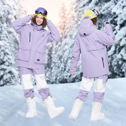 Miniatura 5 de HIGH EXPERIENCE Chaqueta de esquí para snowboard, nieve, invierno, impermeable, aislada, resistente al viento, chaqueta cálida con capucha