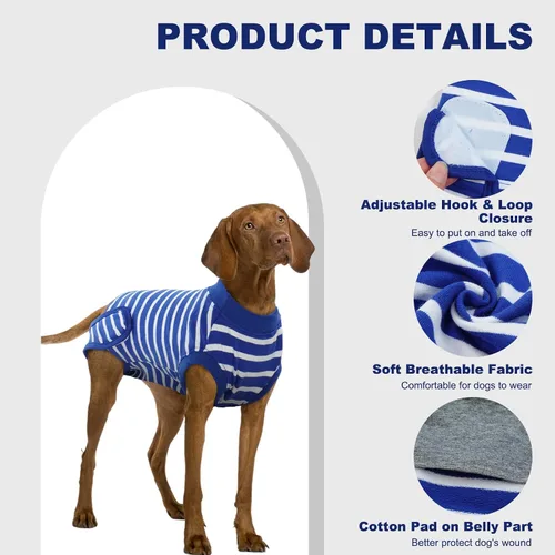 Miniatura 2 de IDOMIK Traje de recuperación para perros – Mono ajustable antilamidas para después de la cirugía, traje esterilizador de esterilización masculino