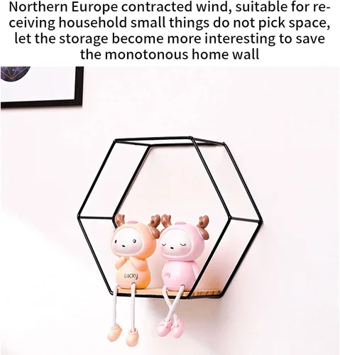 Miniatura 5 de Estantes flotantes hexagonales montados en la pared, juego de 3 en diferentes tamaños, estante de pared de metal moderno, estantes de almacenamiento