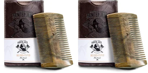 Miniatura 9 de Peine de madera de sándalo para barba para hombres, peine de madera natural con dientes dobles finos y gruesos, peine para bigote antiestático, sin