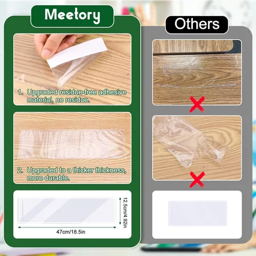 Miniatura 3 de Meetory 40 PCS Bolsillos Mejorados para Placa de Identificación, 18.5" x 4.9" Placas de Identificación de Escritorio Autoadhesivas con Bolsillo