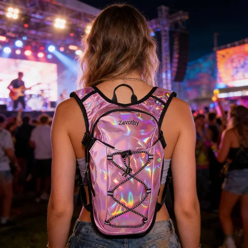 Miniatura 6 de Mochila de hidratación reflectante, paquete de hidratación, mochila de agua con vejiga de hidratación de 2 litros, esencial para festivales, paquete