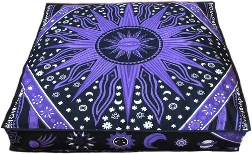 Miniatura 13 de CRAFT KALA Funda de cojín con diseño de mandala, funda de cojín para asiento, hippie, decorativo, bohemio, otomano, de algodón, indio, para sala