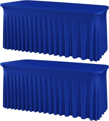 Miniatura 32 de Mantel rectangular de elastano negro, funda elástica ajustada para mesas rectangulares de 1,8 m, falda de mesa elástica sin arrugas para decoración