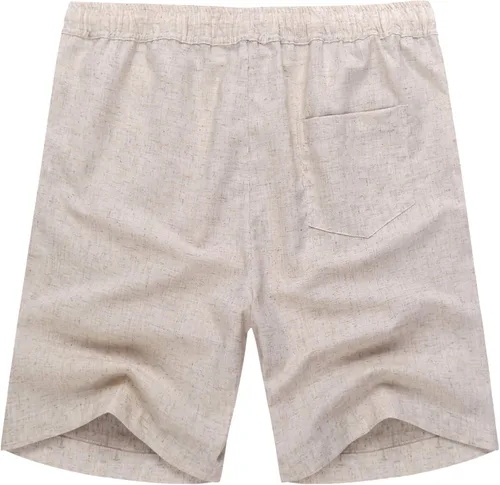 Miniatura 3 de COOFANDY - Pantalones cortos de lino para hombre, informales, de playa, veraniegos, con cordón y cintura elástica