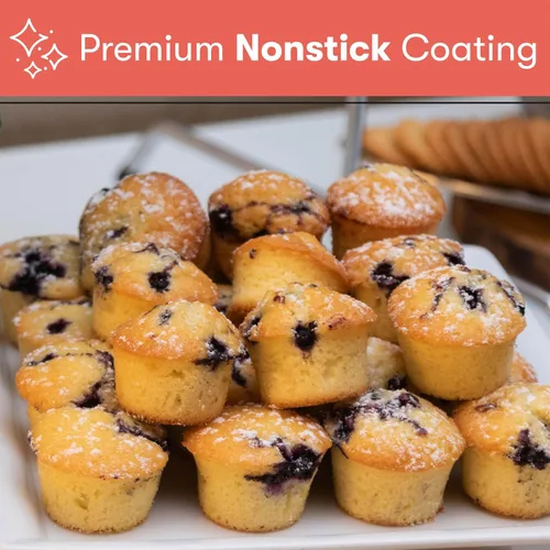 Miniatura 3 de Cooking Light Mini molde para muffins de acero al carbono con revestimiento de liberación rápida, antiadherente, apto para hornear, rendimiento