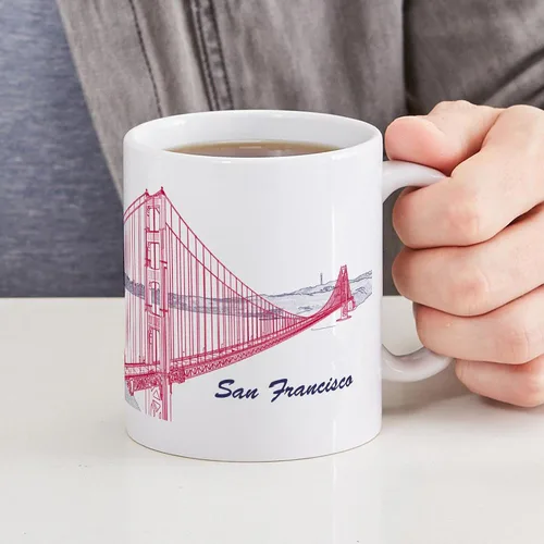 Miniatura 6 de CafePress Taza de café de cerámica de 11 oz (11.0 fl oz) de San Francisco Blanco - Taza San Francisco