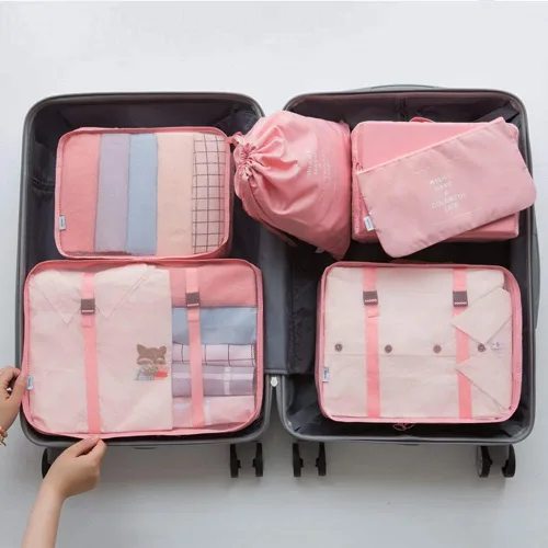 Miniatura 2 de Fxkoolr Juego de 6 cubos de embalaje, organizadores de equipaje para viajes (rosa)