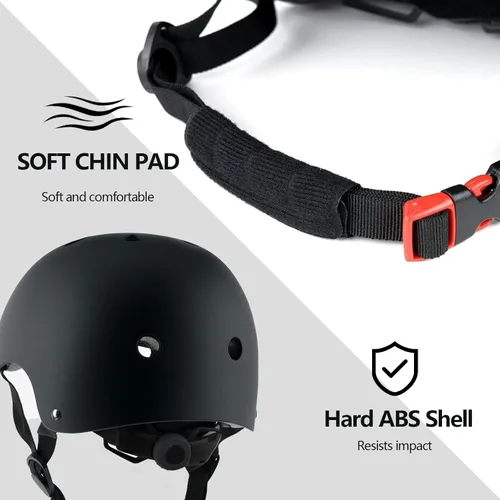 Miniatura 8 de Juego de casco de bicicleta para niños, certificado CPSC con rodilleras, coderas, muñequeras, casco negro ajustable para niñas de 2-3-5-8 años