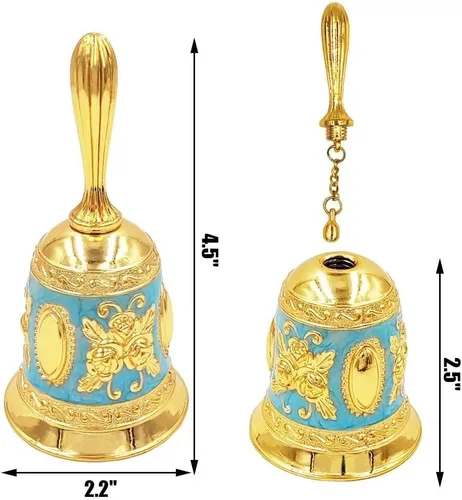 Miniatura 2 de Hourwof Campana de mano, campana de cena de metal, campanas decorativas de boda, campanas de servicio, campana de llamada, campana de Navidad, azul
