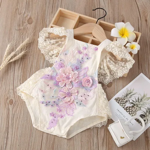 Miniatura 59 de IDOPIP Conjunto de ropa de 1er cumpleaños para niñas con estampado floral, estilo bohemio, con encaje, tutú y diadema de princesa
