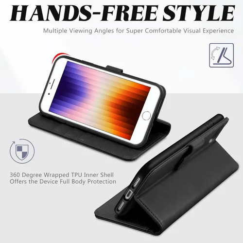 Miniatura 4 de TUCCH - Funda tipo cartera compatible con iPhone 8 Negro