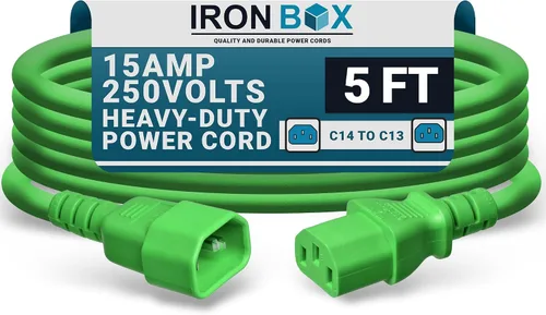Miniatura 28 de IronBox Electric - Cable de Alimentación C14 a C13 de Servicio Pesado, 15A, 250V, Cable de Extensión para Computadora 14/3 AWG - Cables
