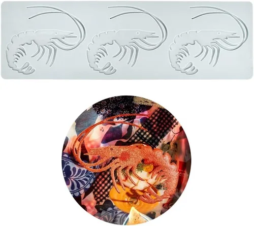 Molde de silicona con forma de langosta y encaje para chocolate y dulces, molde 3D hueco con forma de espina de pescado para dulces, decoraciones de