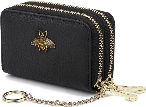 Miniatura 64 de imeetu Soporte para tarjetas de crédito RFID, cartera pequeña de cuero con cremallera para mujer