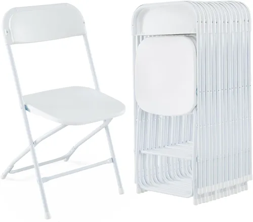 Miniatura 12 de Giantex Silla plegable con asiento y respaldo de plástico, marco de metal resistente, capacidad estática de 770 libras, asiento comercial