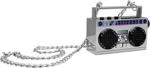 Miniatura 12 de Altavoz inalámbrico portátil mini Bluetooth de 50 aniversario del Hip Hop, Boombox retro portátil, collar de 27 pulgadas, radio FM, botones a bordo