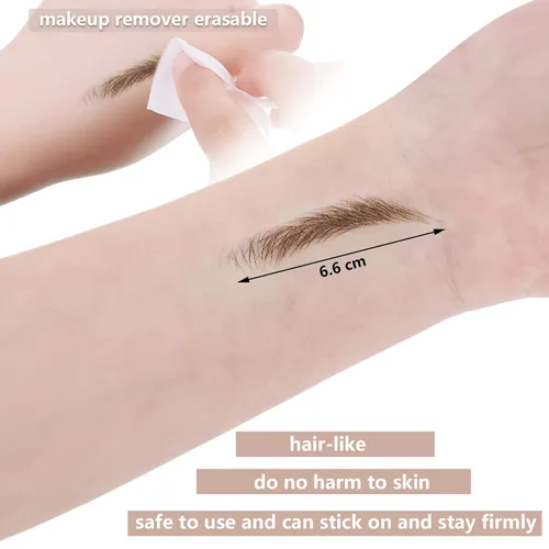 Miniatura 4 de Blulu 18 hojas de calcomanías impermeables para tatuajes de cejas, 180 pares de tatuajes temporales de cejas 4D, transferencia de cejas similar al