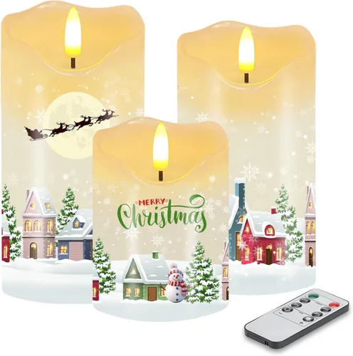 Miniatura 13 de Velas sin llama, juego de 3 velas LED parpadeantes de hoja de arce con control remoto y temporizador, velas LED regulables que funcionan