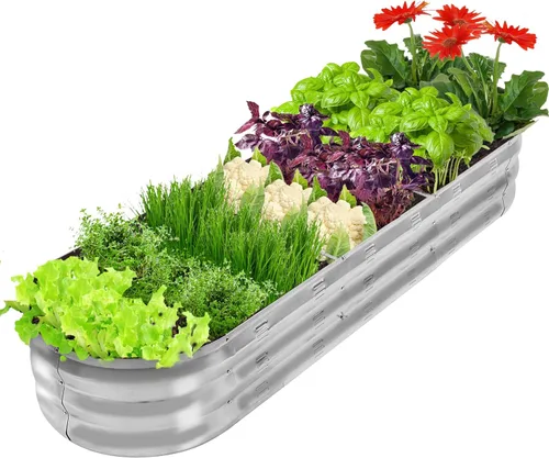 Miniatura 7 de GADI Kit de cama de jardín elevada para verduras, macetas de metal galvanizado con flores, diseñadas para facilitar el bricolaje y la limpieza,
