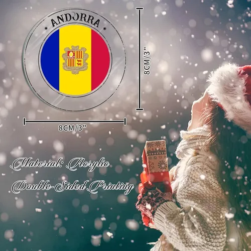 Miniatura 2 de Bandera de Andorra, adorno colgante de Navidad, bandera nacional, decoraciones de Navidad, adornos acrílicos, colgante para árbol de Navidad