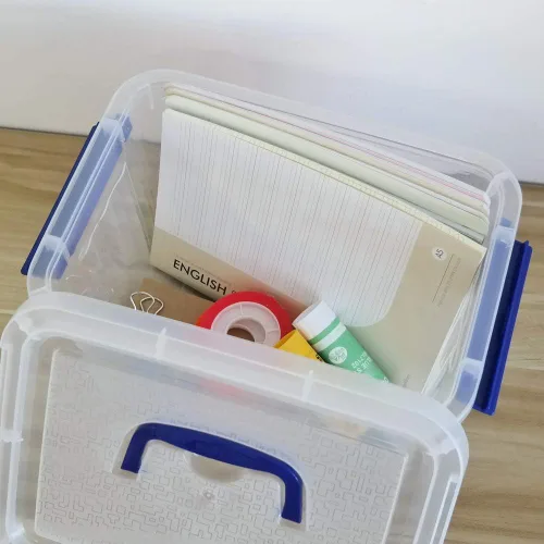 Miniatura 6 de Caja de almacenamiento transparente con tapa, cajas de plástico pequeñas de 6 litros, juego de 6