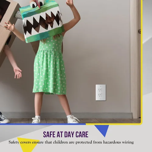 Miniatura 6 de ENERLITES Cubierta de salida a prueba de niños, cierre automático, se adapta tanto a tomas dúplex como decoradoras, diseño de seguridad, enchufe