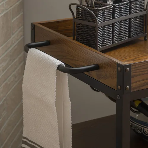 Miniatura 5 de Carrito de cocina portable Linon Austin., Madera, Negro