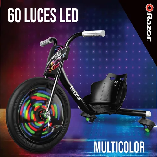 Miniatura 3 de Razor RipRider 360 Lightshow – Triciclo con ruedas traseras y con luces multicolor activadas por movimiento, triciclo de tres ruedas para derivar