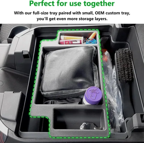 Miniatura 5 de Organizador de Bandeja de Consola Central se adapta a Accesorios para GMC Sierra/Chevy Silverado 1500 2022-2025, Silverado/Sierra 2500HD 3500HD Rojo