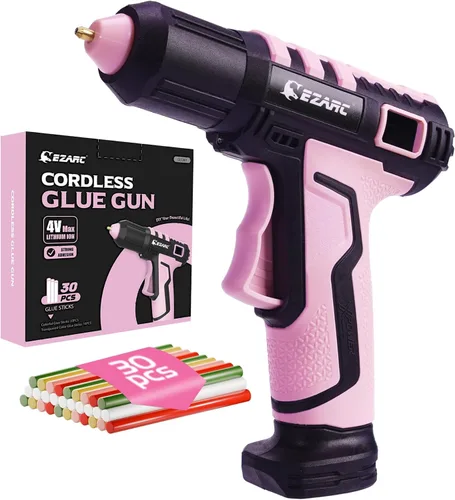 Miniatura 8 de EZARC Pistola de pegamento caliente inalámbrica con 30 mini barras de pegamento, kit de mini pistola de pegamento rápido de calentamiento en 15 Gris