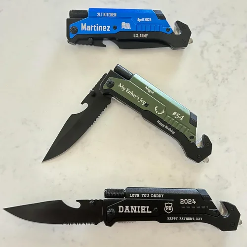 Miniatura 3 de Navaja de bolsillo grabada personalizada, regalo para hombres para el día del padre, negro, cuchillos de bolsillo personalizados, regalos de Navidad