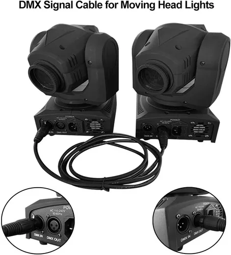 Miniatura 6 de Cable DMX de 3.2 pies, 10 cables de señal DMX de 3.3 ft, cables de señal, cable de señal XLR macho a hembra de 3 pines con conectores de metal