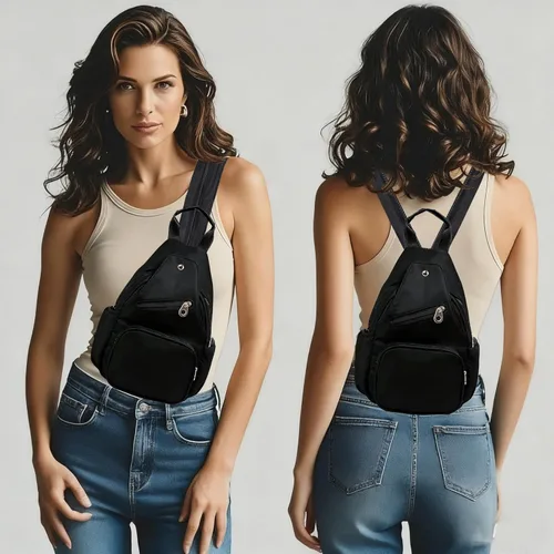 Miniatura 2 de EVANCARY Bolso bandolera pequeño para mujer, resistente al agua, mini mochila cruzada con bolsillo antirrobo, bolsa de hombro convertible