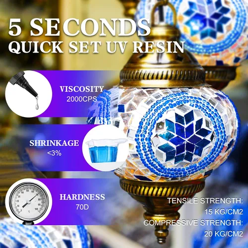 Miniatura 3 de Kit de resina UV con luz, pegamento UV de 2.16 oz para pegar y curar en cuestión de segundos – Linterna UV profesional para joyas, pegamento UV