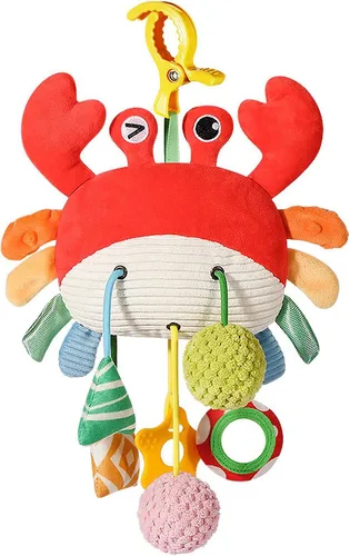 Juguetes de asiento de coche y cochecito para bebés de 0 a 12 meses, juguetes colgantes de cangrejo para niños y niñas