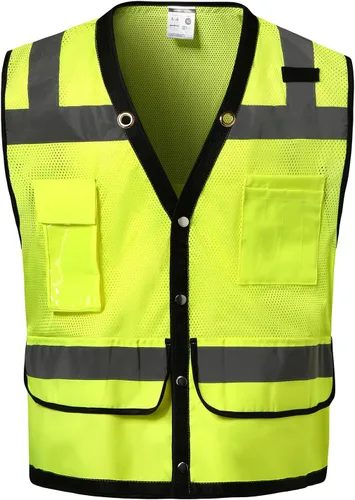 Miniatura 10 de Chaleco de seguridad clase 2 de alta visibilidad con 9 bolsillos, chaleco Hi Vis con tiras reflectantes de 2 pulgadas de ancho, chaleco de seguridad